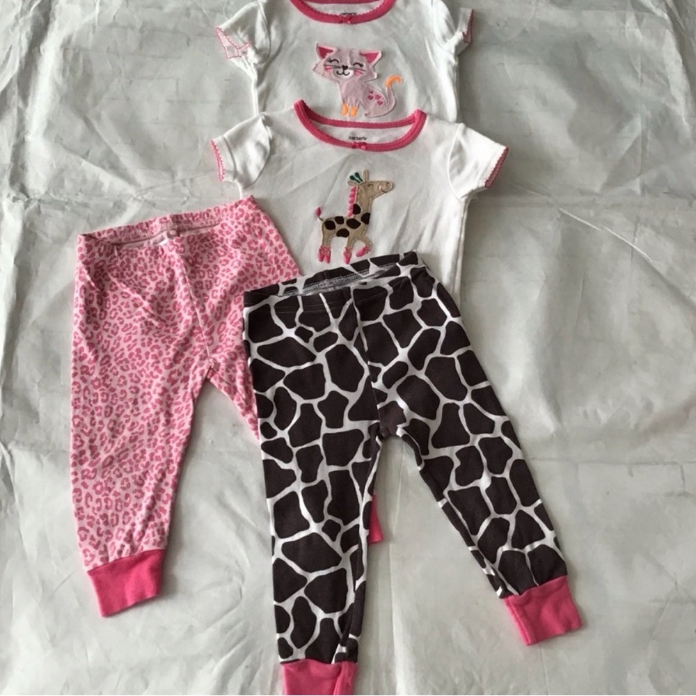 Carter's Pink and Black Animal Print Pajama Sets